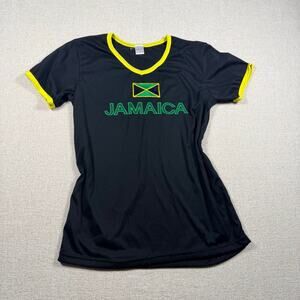 Women's Y2k Jamaica Baby Mini Tee Aosaite Large L Black Yellow